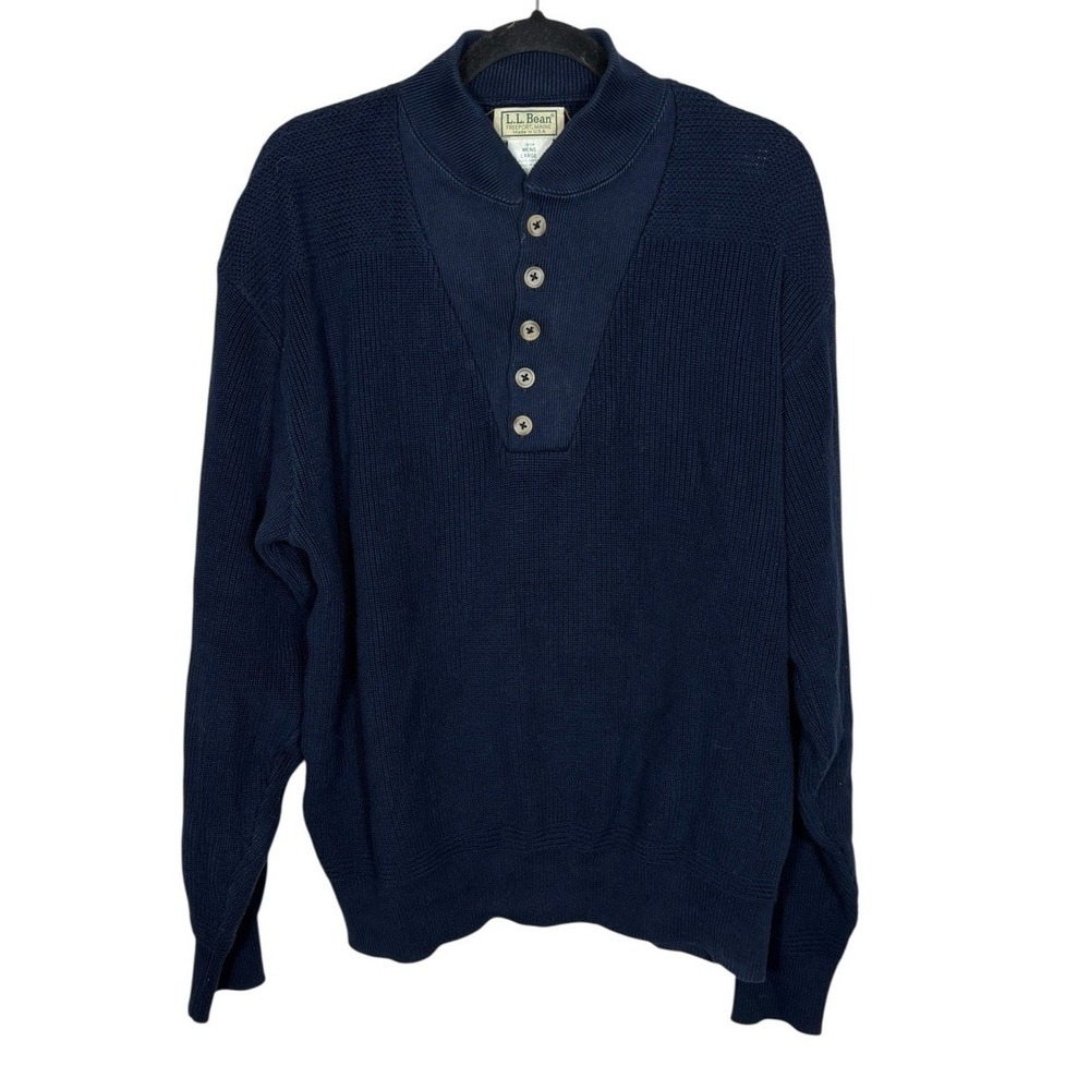 Vintage L.L. Bean‎ Freeport Maine Navy Men's Sweater Size L Made In USA Grandpa